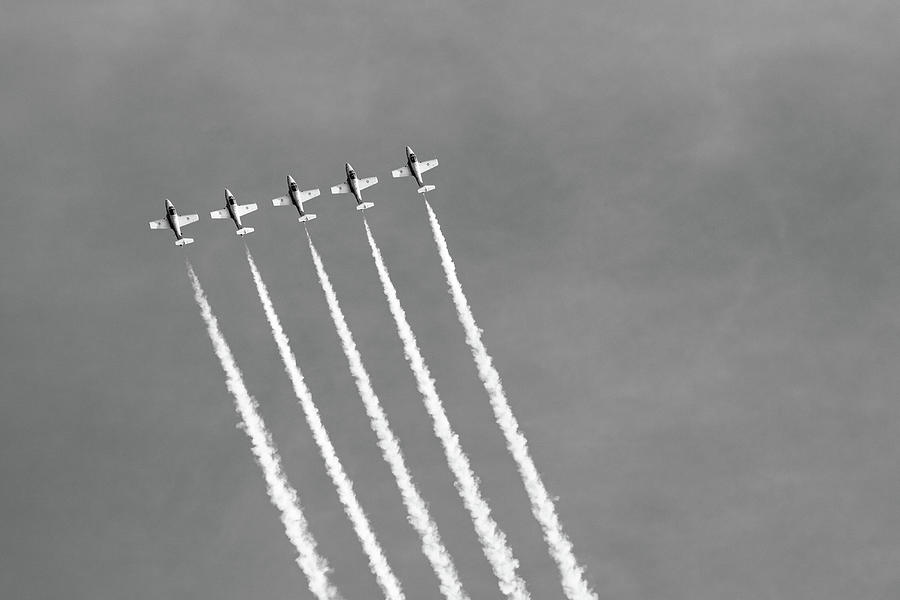 Snowbirds in the Five Line Abreast Formation Photograph by Michael Russell