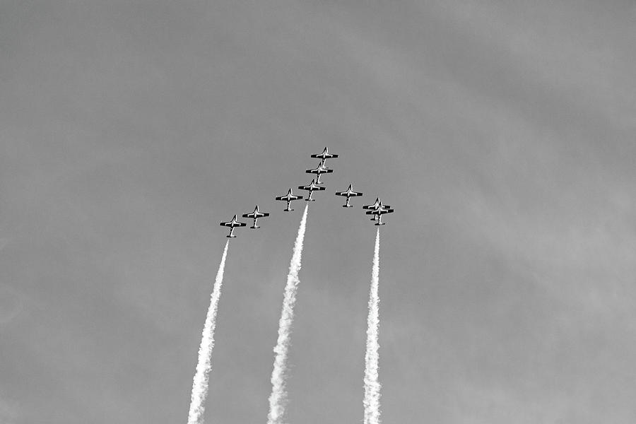 Snowbirds Loop in Canada Goose Formation Photograph by Michael Russell