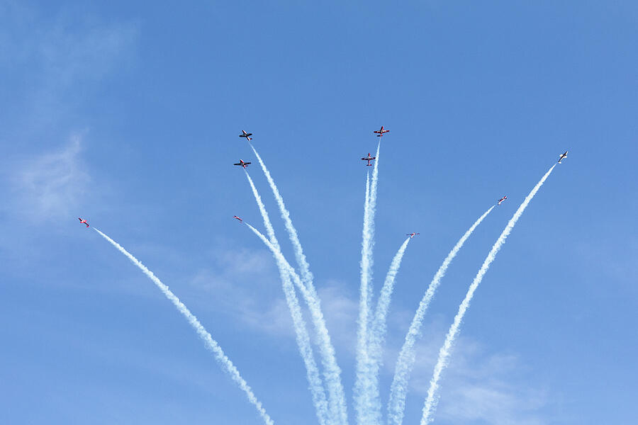 Snowbirds Performing a Canada Burst Photograph by Michael Russell