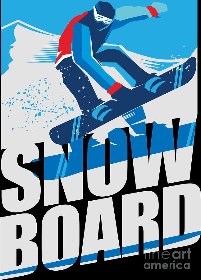 Mountain Digital Art - Snowboard Snowboarding Boarder Board Birthday Gift by Haselshirt