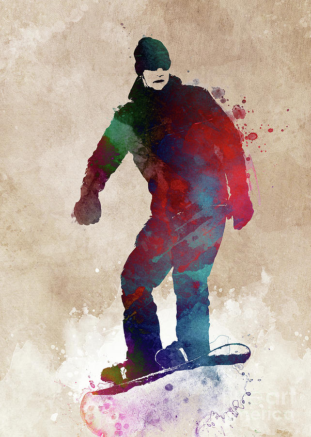 Sports Digital Art - Snowboard sport art by Justyna Jaszke JBJart