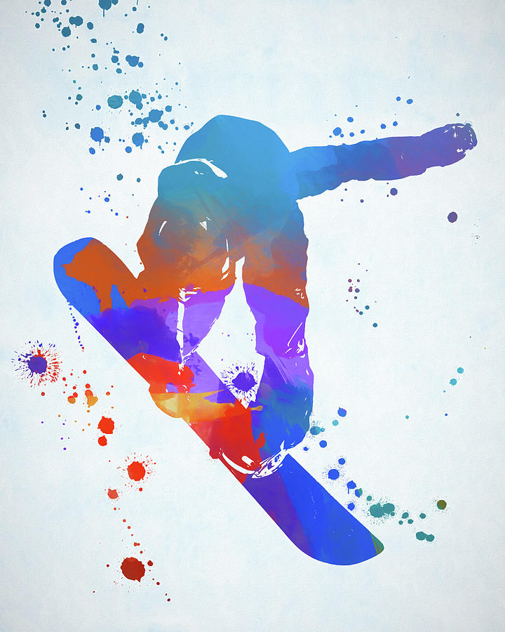 Snowboarder Color Splash Painting by Dan Sproul