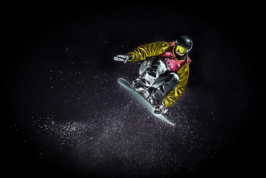 Snowboarding at Night Photograph by Bill Cubitt
