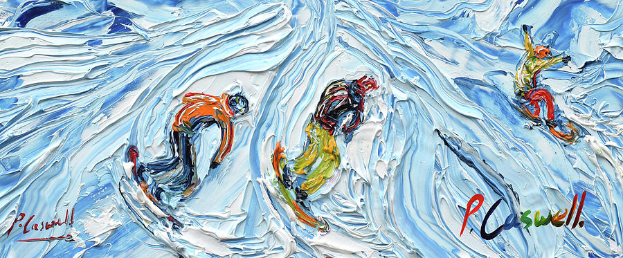 Snowboarding Mug off piste Painting by Pete Caswell