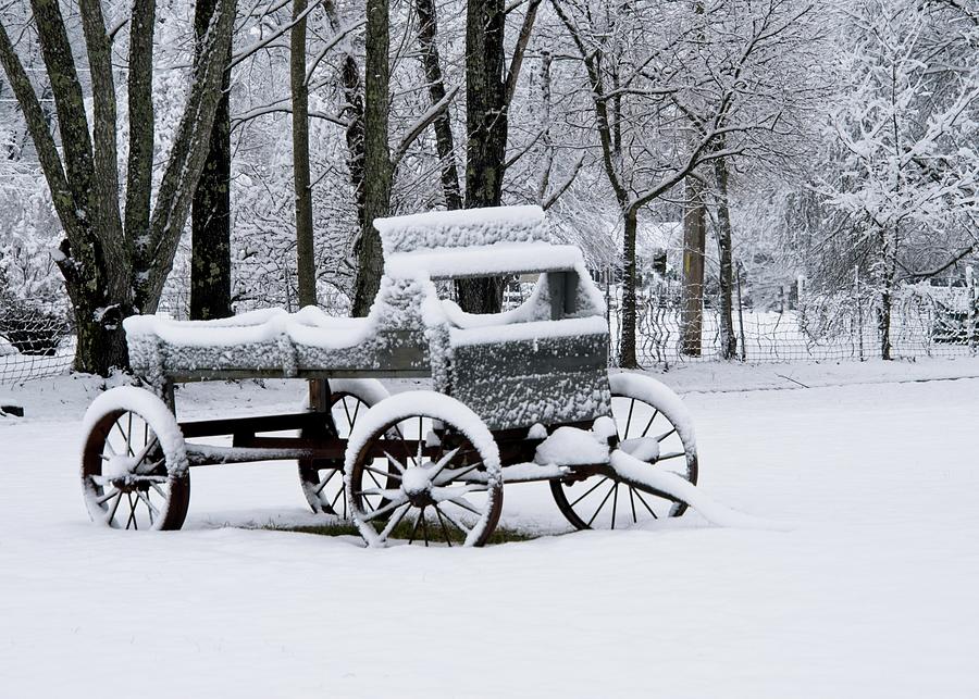 Snowbound Buckboard Wagon Photograph