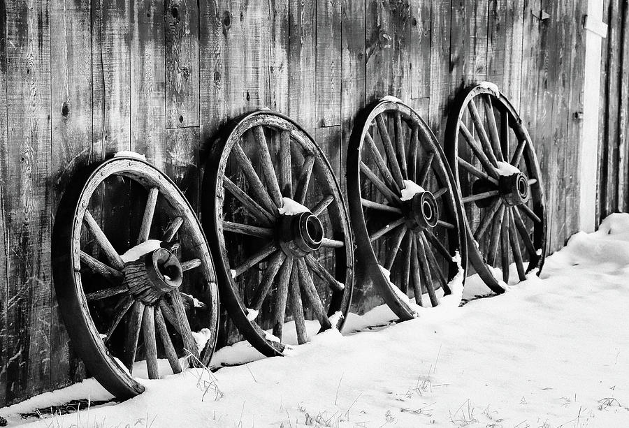 Snowbound Wagon Wheels Photograph