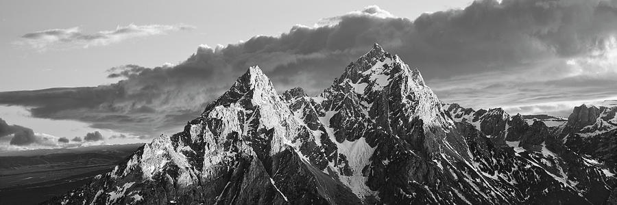 Snowcapped mountain range, Cathedral Group, Jackson Hole, Grand Teton National Park, Wyoming, USA Photograph by Panoramic Images