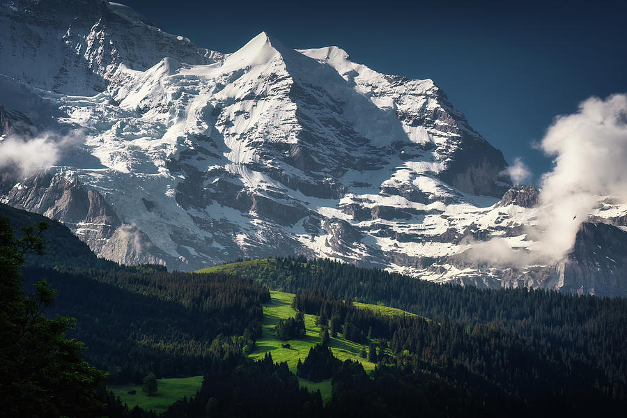 Mountain Photograph - Snowcapped Swiss mountains by Martin Podt
