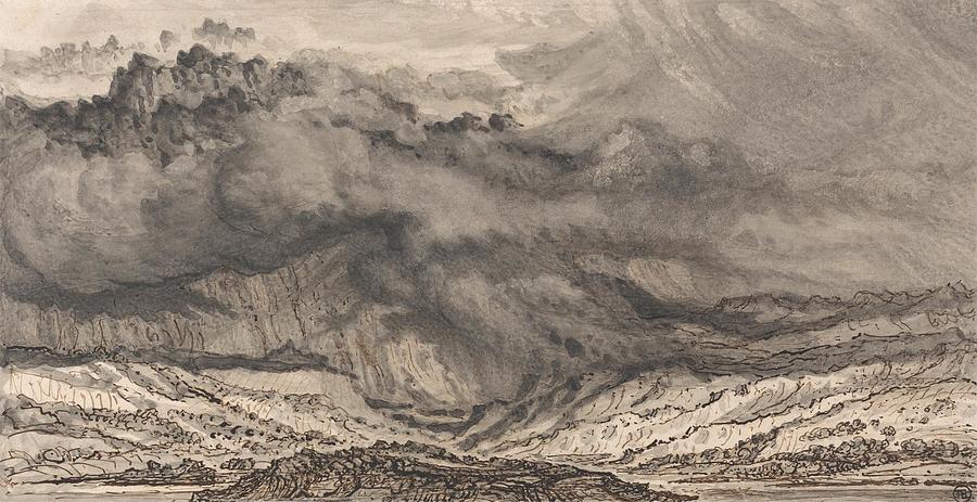 Snowdon an Approaching Storm Drawing by James Ward English - Fine Art ...