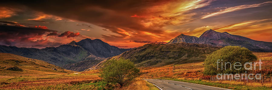 Snowdonia National Park Photograph - Snowdon Mountains Sunset Panorama by Adrian Evans