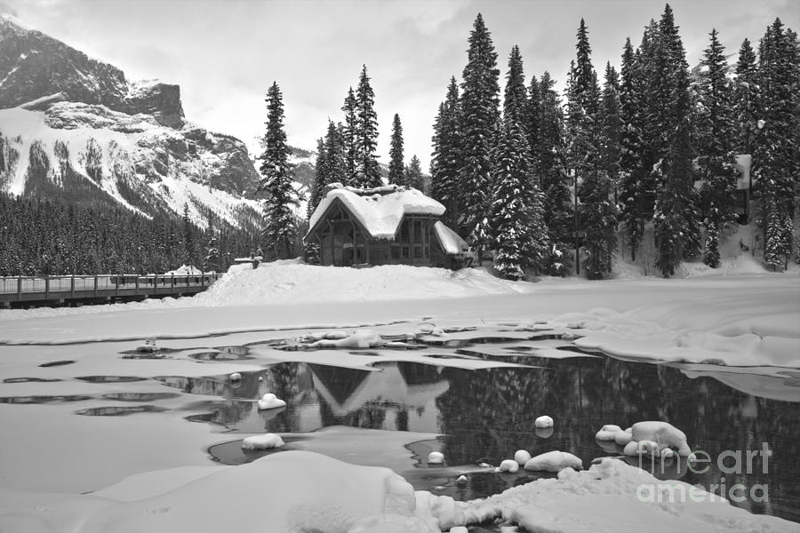 Snowed In At Emerald Lake Black And White Photograph by Adam Jewell