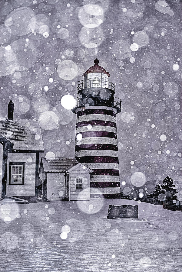 Snowfall At West Quoddy Head Lighthouse Photograph by Marty Saccone