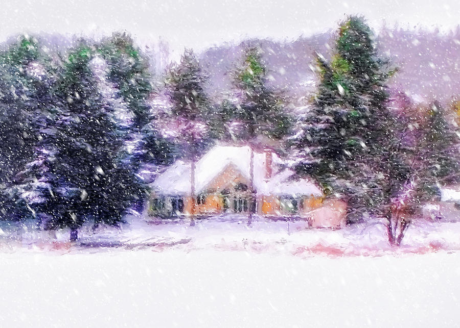 Snowfall on the Winter Cottage Photograph by Reynaldo Williams