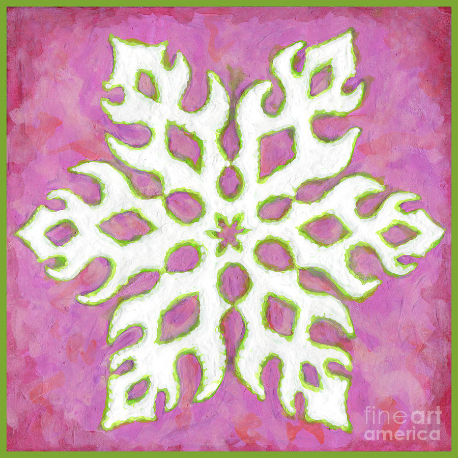 Snowfire 12. Snowflake Painting Series. Painting by Amy E Fraser