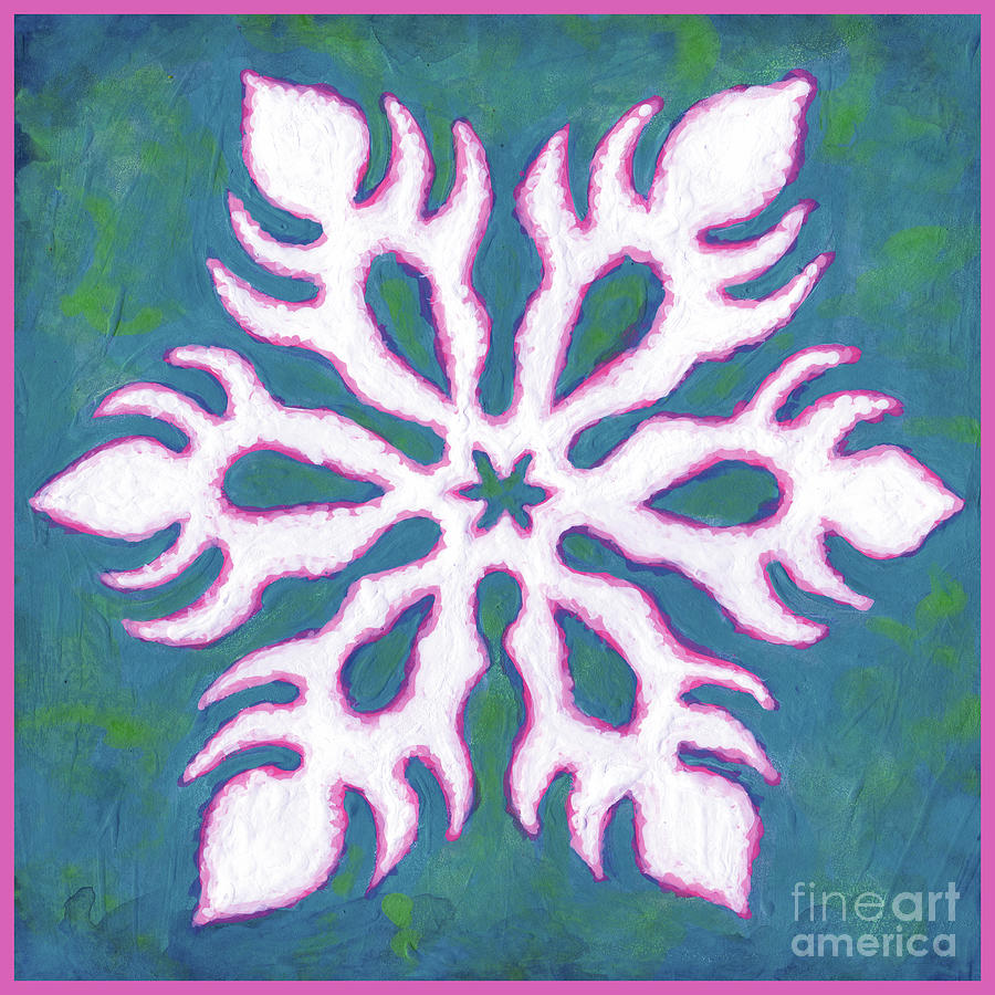 Snowfire 14. Snowflake Painting Series. Painting by Amy E Fraser