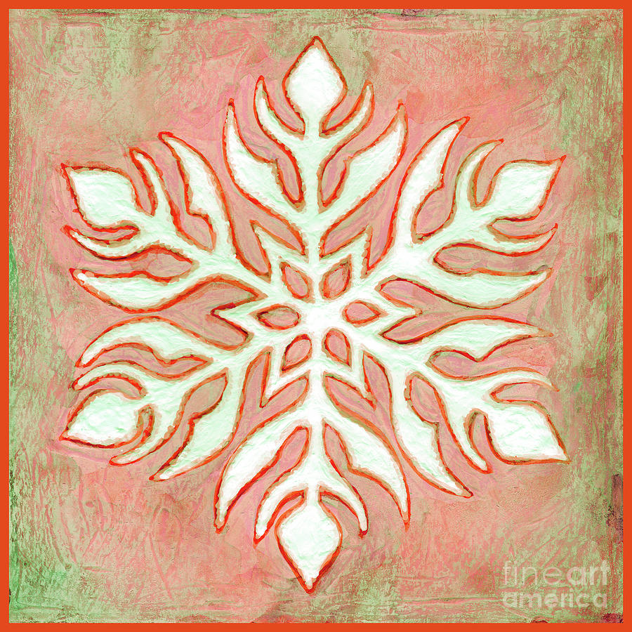Snowfire 18. Snowflake Painting Series. Painting by Amy E Fraser