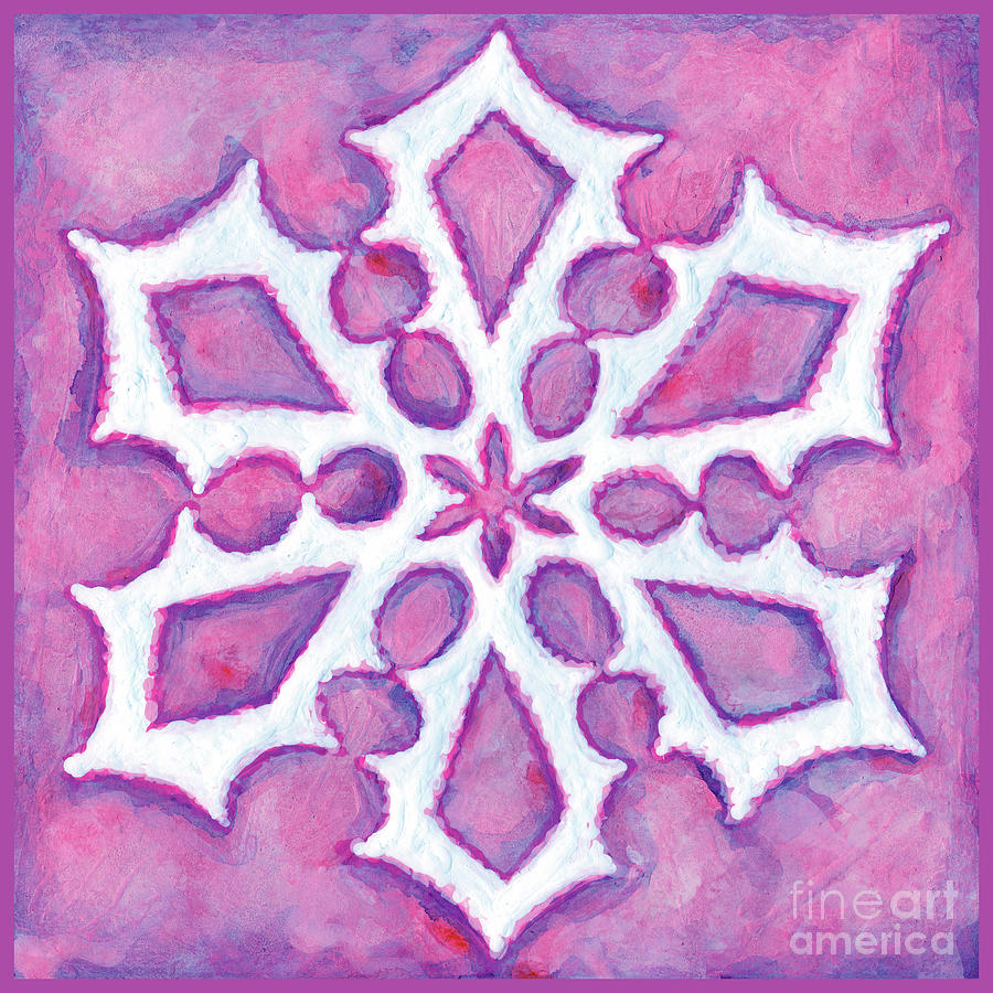 Snowfire 25. Snowflake Painting Series. Painting by Amy E Fraser