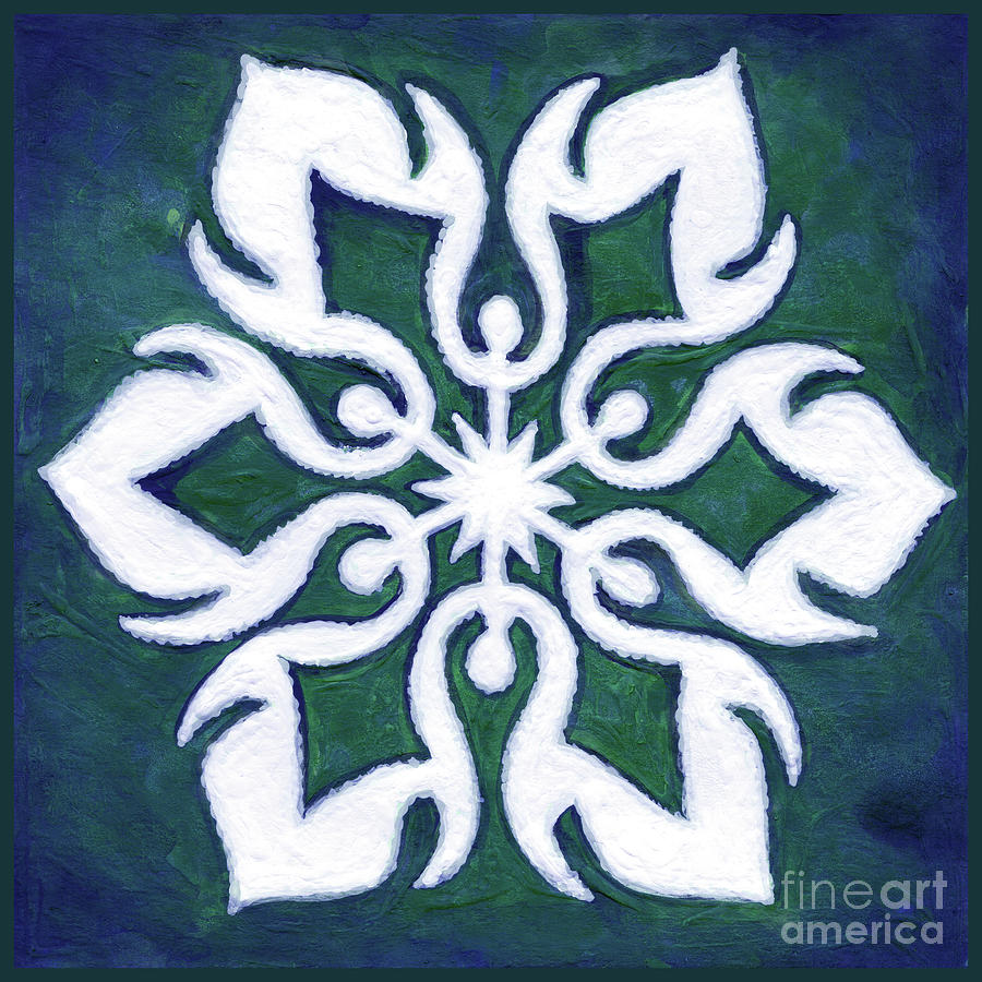 Snowfire 31. Snowflake Painting Series. Painting by Amy E Fraser
