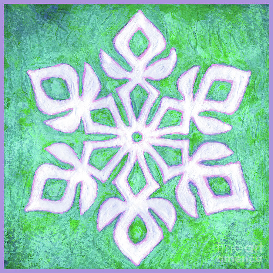 Snowfire 35. Snowflake Painting Series. Painting by Amy E Fraser