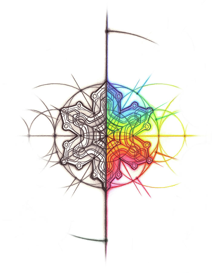 Snowflake Geometry Spectrum Drawing by Nathalie Strassburg