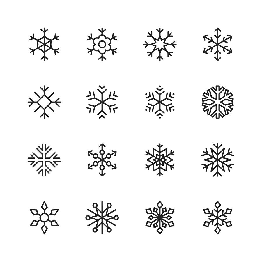 Snowflake Line Icons. Editable Stroke. Pixel Perfect. For Mobile and Web. Contains such icons as Snow, Snowflake, Christmas Ornament, Decoration. Drawing by Rambo182