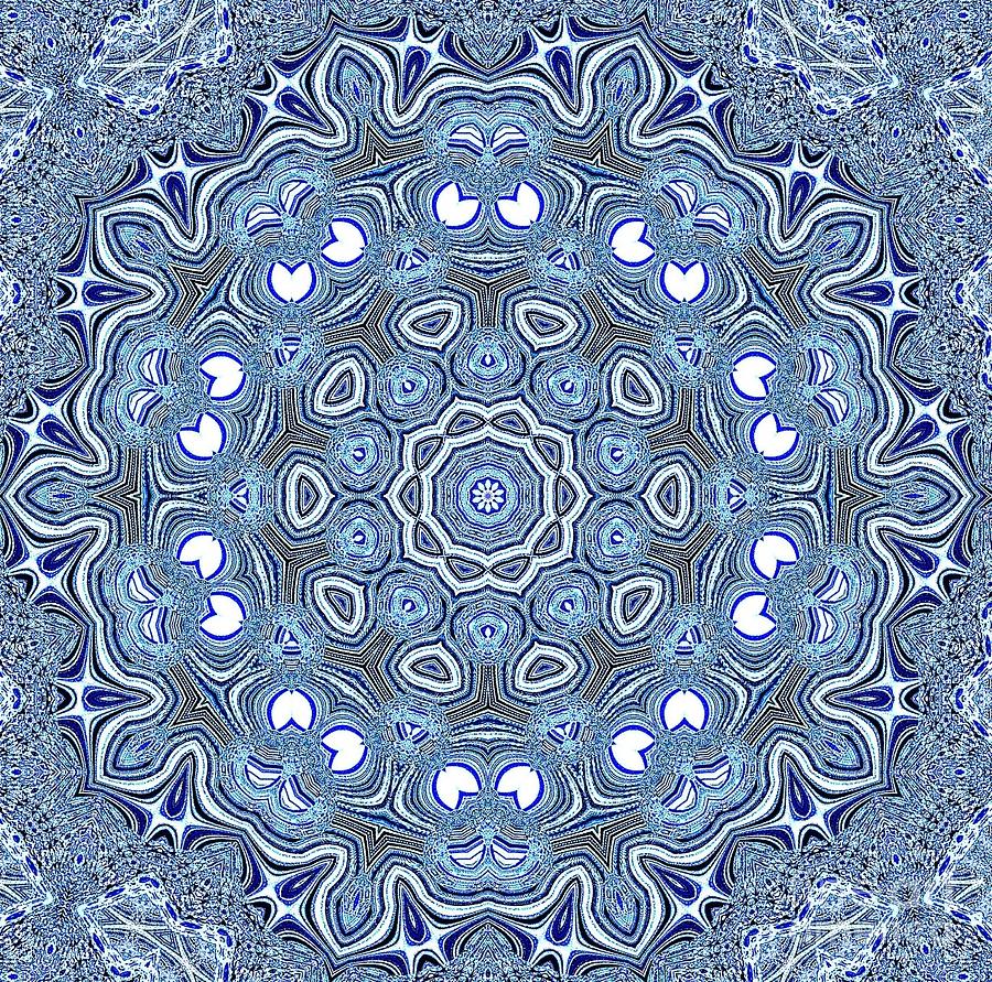 Winter Digital Art - Snowflake Mandala by L A Feldstein