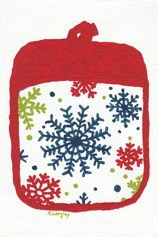 Winter Painting - Snowflake Mitt by Helena M Langley