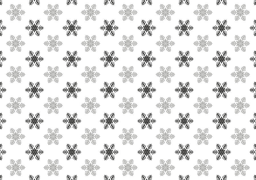 Snowflake Pattern in Black and White Digital Art by Eclectic at Heart
