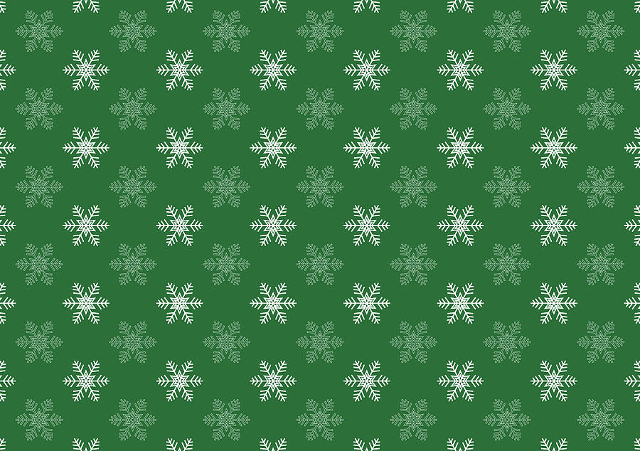 Snowflake Pattern in Green and White Digital Art by Eclectic at Heart
