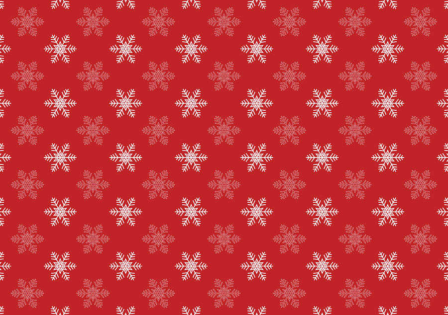 Snowflake Pattern in Red and White Digital Art by Eclectic at Heart