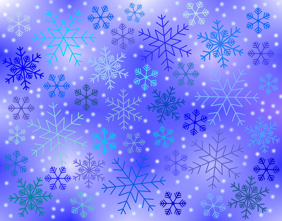 Snowflakes Blue Hues Digital Art