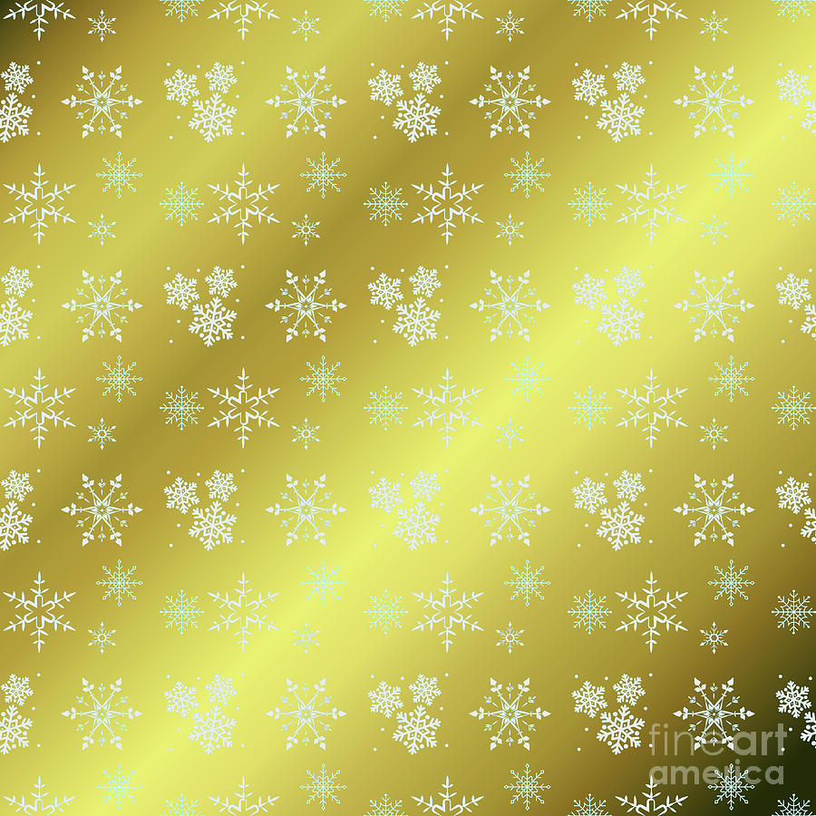 Snowflakes On Golden And Brown Background Pattern Digital Art