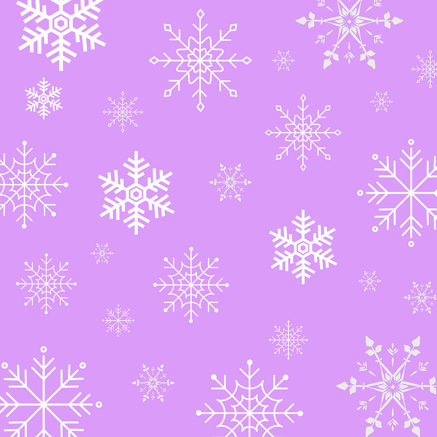 Snowflakes Winter Snow Christmas Holiday Purple Pattern Digital Art by Aaron Geraud