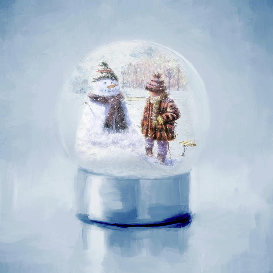 Making Friends Snowglobe                           Digital Art by Marilyn Wilson
