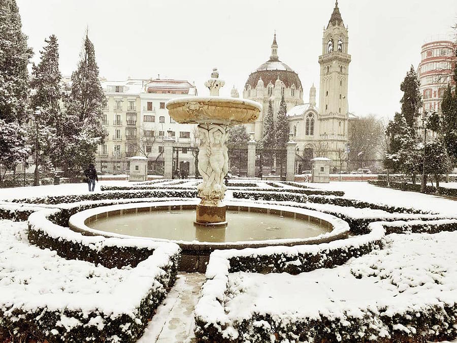 Snowing at Retiro park. Madrid. Spain Photograph by Carolina Prieto Moreno