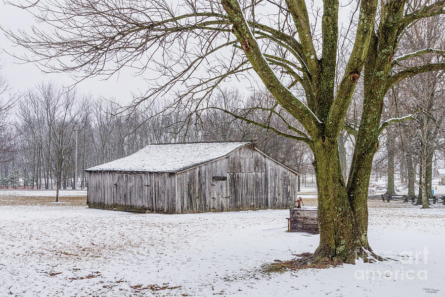 Snowing At The Old Barn Photograph by Jennifer White