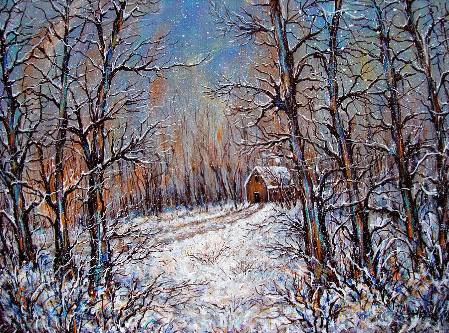 Snowing in the Woods Painting by Natalie Holland