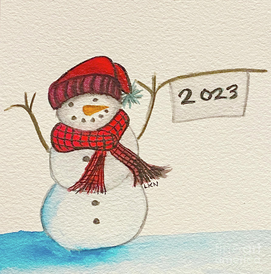 Snowman 2023 Mixed Media by Lisa Neuman