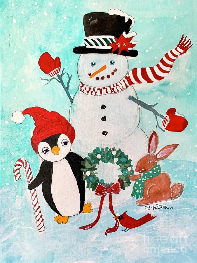 Snowman and Penguin  Painting by Robin Pedrero