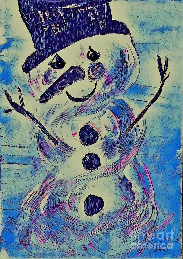 Snowman Blues Painting by Eloise Schneider Mote