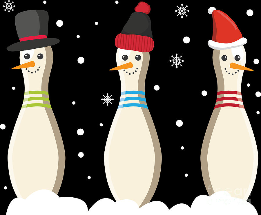 Snowman Bowling Pins Snowy Christmas Xmas Holiday Gift by Haselshirt
