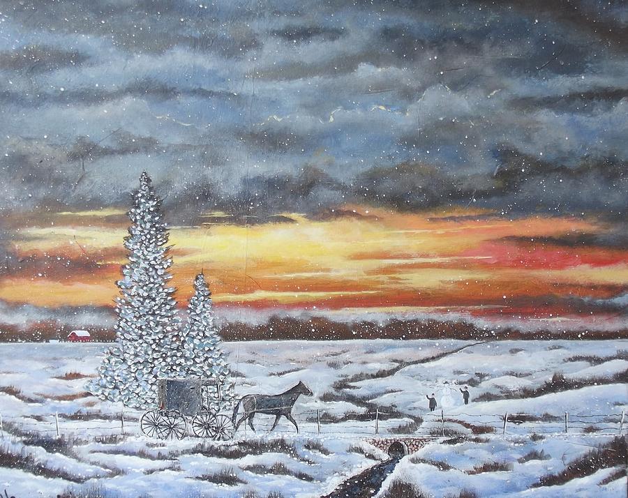 Landscape Painting - Snowman by Brian Mickey