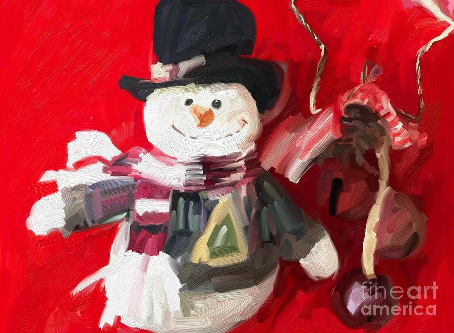Snowman Christmas Ornament Art Digital Art by Patricia Awapara