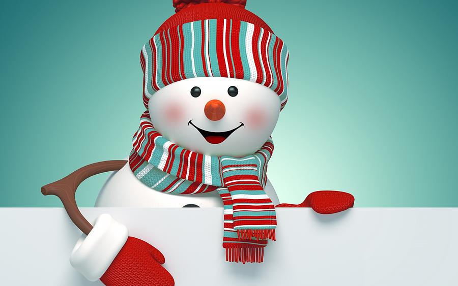 snowman creative winter 3d art Christmas Xmas Digital Art by Nguyen Van