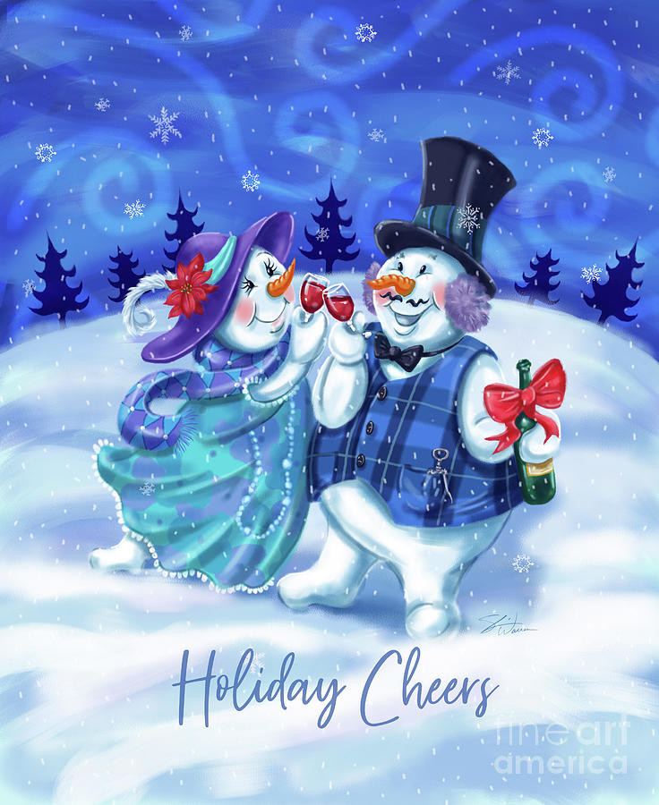 Snowman Holiday Cheers Mixed Media by Shari Warren