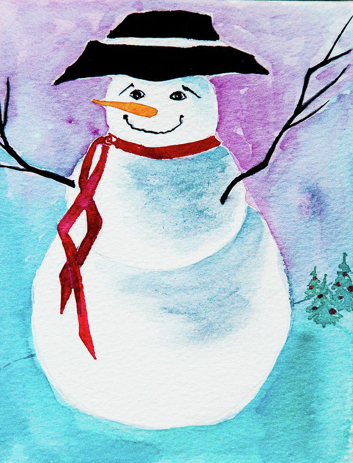 Snowman Painting by Lee Beuther