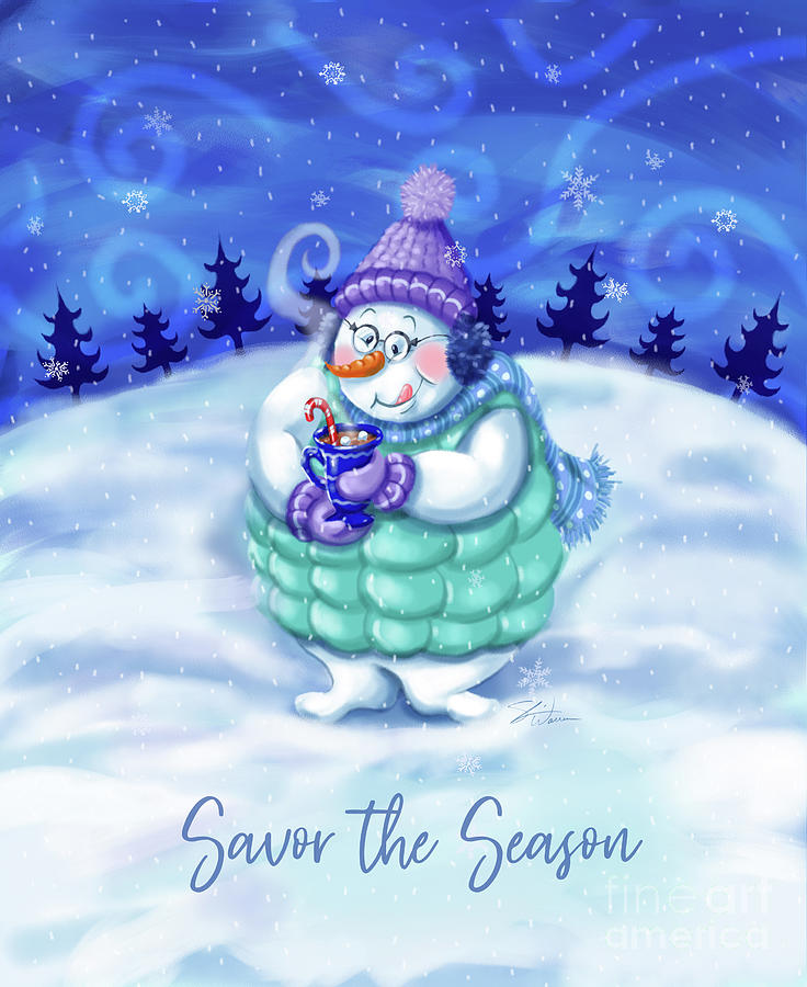 Snowman Savor the Season Mixed Media by Shari Warren