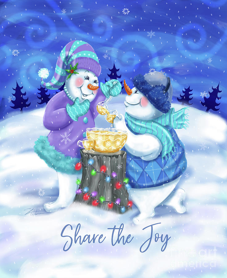 Snowman Share the Joy Mixed Media by Shari Warren