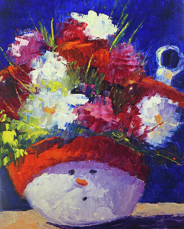 Snowman Painting by Terry Chacon