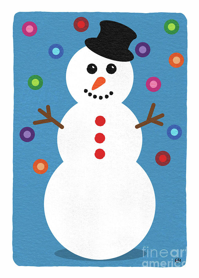 Digital Digital Art - Snowman With Colored Lights by Connie Moore Designs